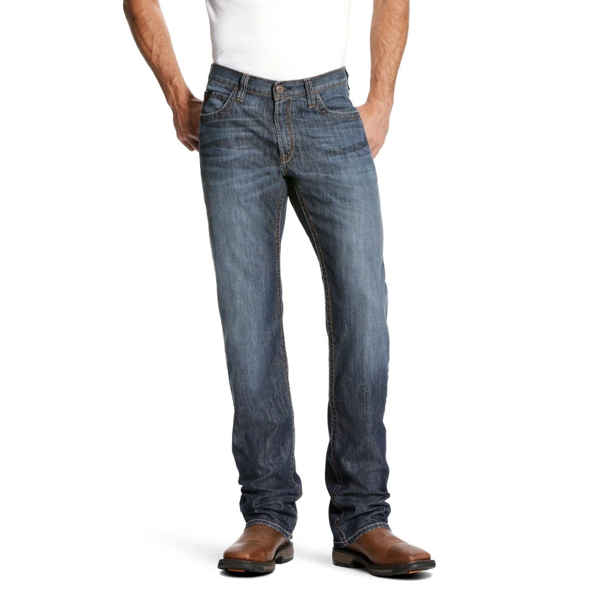 Ariat Work FR: Men's FR M4 10023466 Low Rise Stretch DuraLight Boot Cut Jeans - Image 5