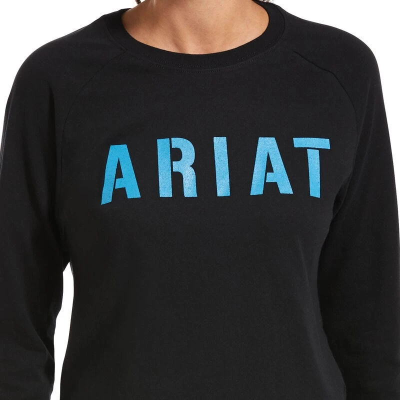 Ariat Rebar Shirts: Women's 10033084 Black Cotton Strong Long Sleeve Block T-Shirt - Image 2