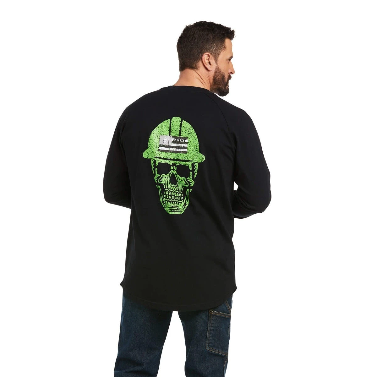 Ariat Rebar Shirts: Men's 10037654 Black Cotton Strong Roughneck Graphic Long Sleeve T-Shirt - Image 2