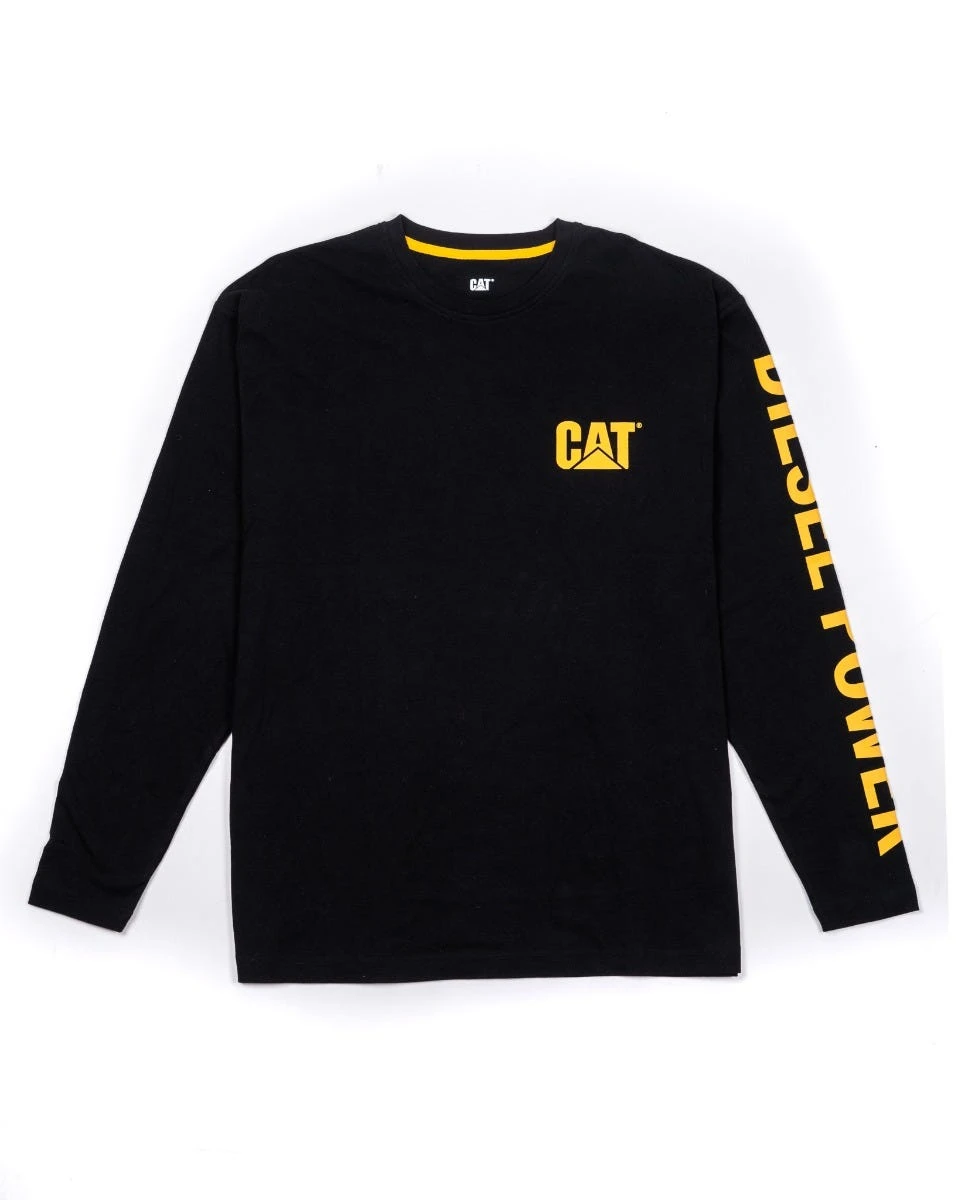 CAT Shirts: Men's 1010042 10158 Black Diesel Power Long Sleeve Tee Shirt