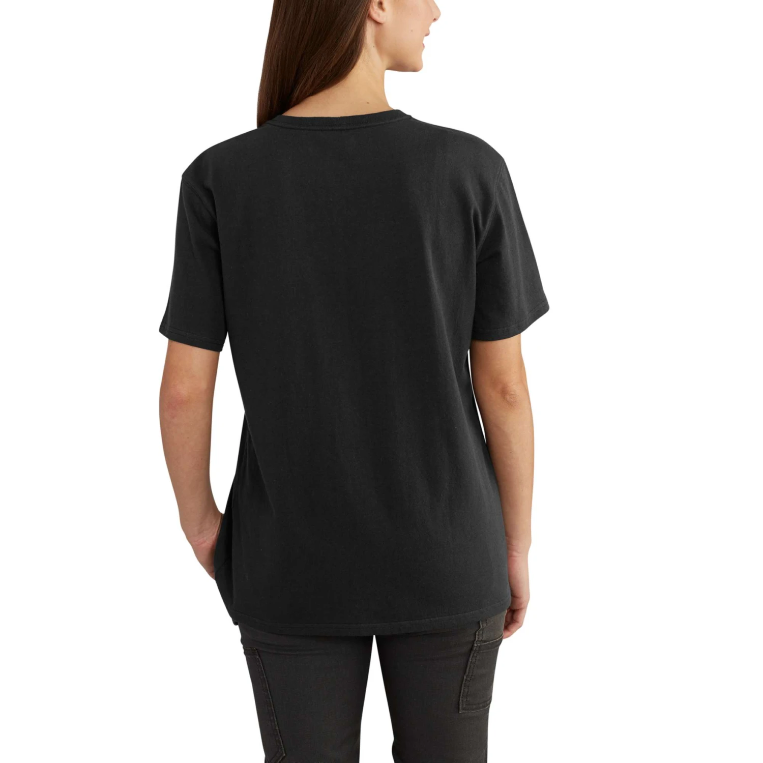 Carhartt Women's Shirt: WK87 103067 001 Black Short Sleeve Pocket Loose Fit Tshirt - Image 2