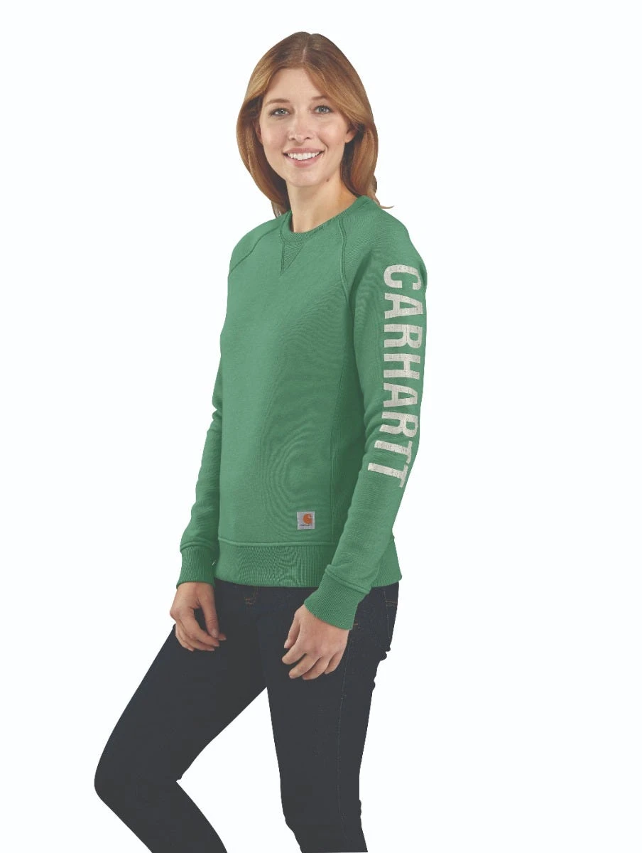 Carhartt Sweatshirts: Women's 104410 G59 Boreal Heather Crewneck Relaxed Fit Graphic Sweatshirt - Image 2