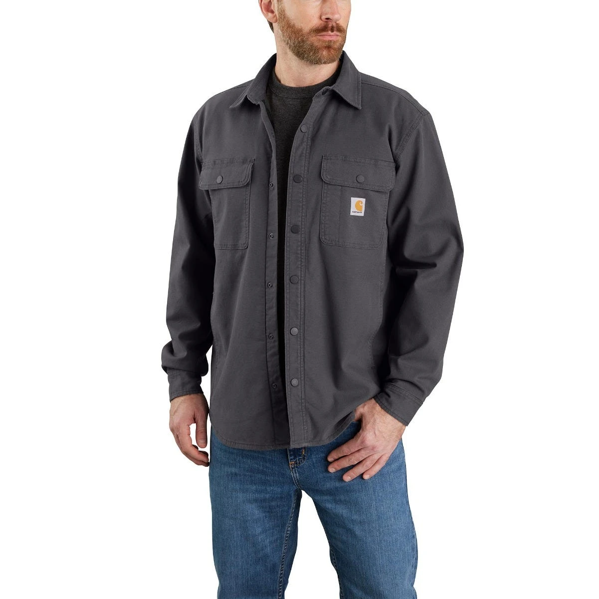 Carhartt Shirts: Men's 105419 029 Shadow Rugged Flex Canvas Fleece-Lined Shirt Jacket