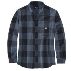 Carhartt Shirts: Men's 105432 I26 Navy Midweight Rugged Flex Relaxed Fit Flannel Shirt