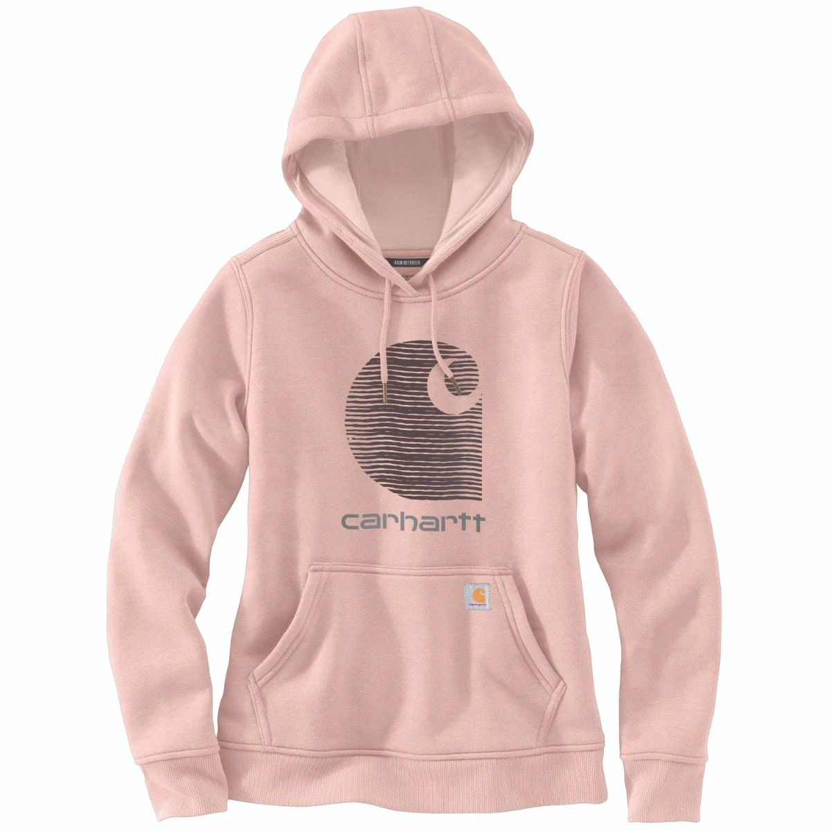 Carhartt Sweatshirts: Women's 105636 P15 Ash Rose Rain Defender Relaxed Fit “C” Logo Graphic Sweatshirt