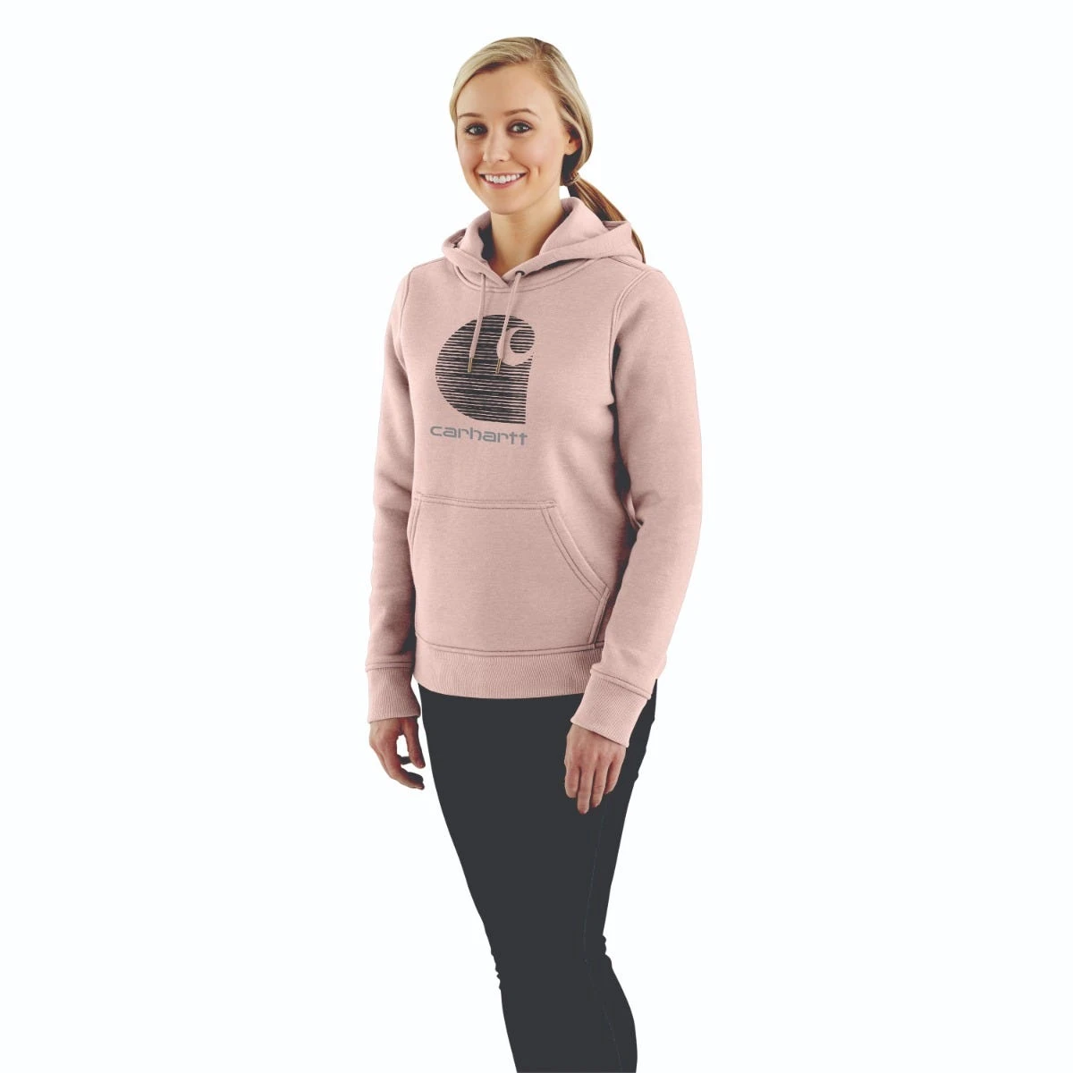 Carhartt Sweatshirts: Women's 105636 P15 Ash Rose Rain Defender Relaxed Fit “C” Logo Graphic Sweatshirt - Image 2