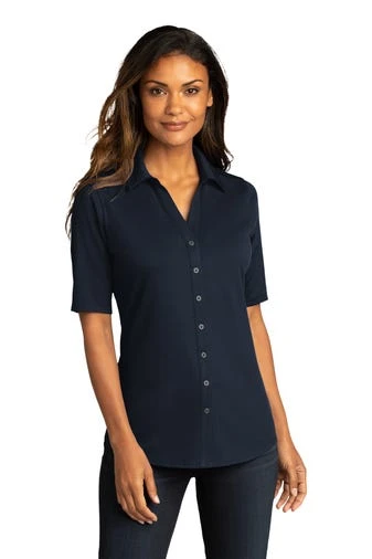 Port Authority Shirts: Women's LK682 RBN River Blue Navy City Stretch Top