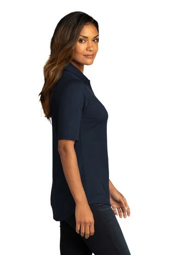Port Authority Shirts: Women's LK682 RBN River Blue Navy City Stretch Top - Image 3