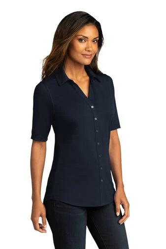 Port Authority Shirts: Women's LK682 RBN River Blue Navy City Stretch Top - Image 2