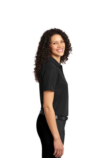Port Authority Shirts: Women's L525 BLK Black Dry Zone Ottoman Polo - Image 3