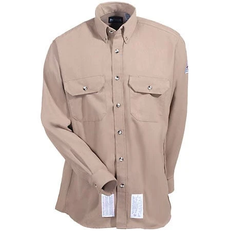 Bulwark Shirts: Men's SMU2 KH Flame-Resistant Khaki Work Shirt