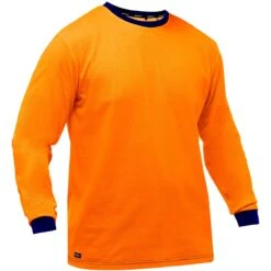 Bisley By PIP Shirts: Men's 310M6118 O Orange High Vis Non-ANSI Long Sleeve Work Shirt