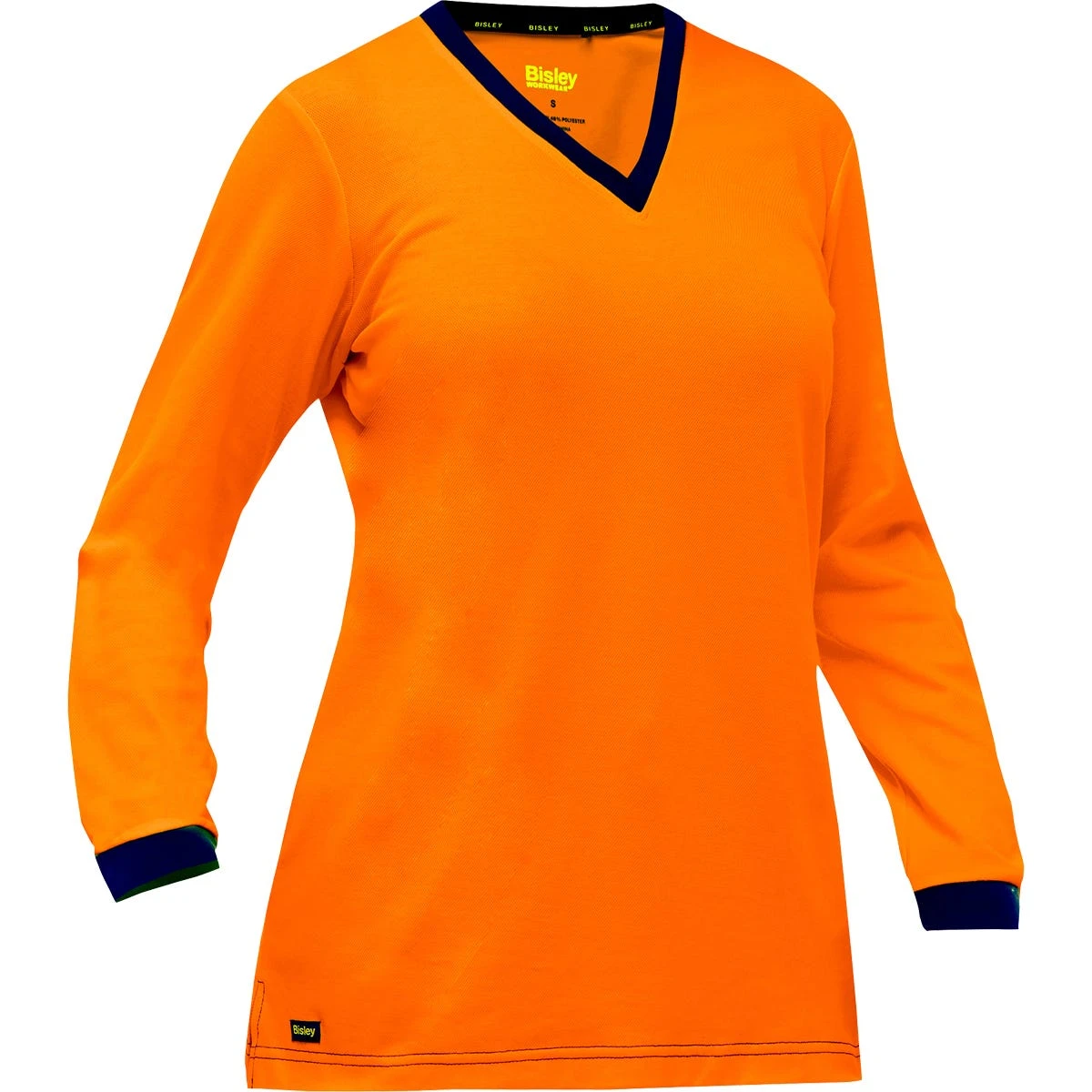 Bisley By PIP Shirts: Women's 310W6118 O Orange Non-ANSI Long Sleeve V Neck Shirt