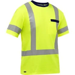 Bisley By PIP Shirts: Men's 313M1118X Y Yellow ANSI Type R Class 3 X-Back Short Sleeve Shirt