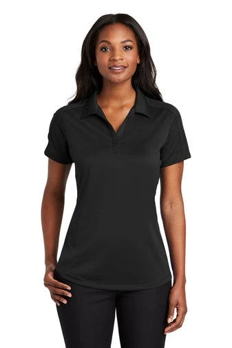 Port Authority Shirts: Women's L569 BLK Black Diamond Jacquard Ladies Polo