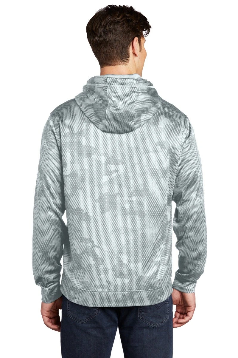 Sport-Teck Sweatshirts: Men's ST240 WHT White Sport-Wick CamoHex Fleece Hooded Pullover - Image 3