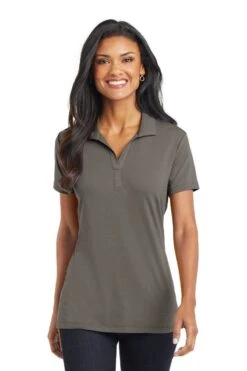 Port Authority Shirts: Women's L568 GS Grey Smoke Ladies Cotton Touch Performance Polo