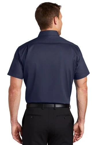 Port Authority Shirts: Men's S664 TNV True Navy Button Down Short Sleeve SuperPro Twill Shirt - Image 4