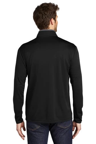Port Authority Shirts: Men's K584 BSTG Black Steel Grey Silk Touch Performance 1/4-Zip Shirt - Image 4