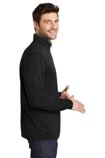 Port Authority Shirts: Men's K584 BSTG Black Steel Grey Silk Touch Performance 1/4-Zip Shirt - Image 3