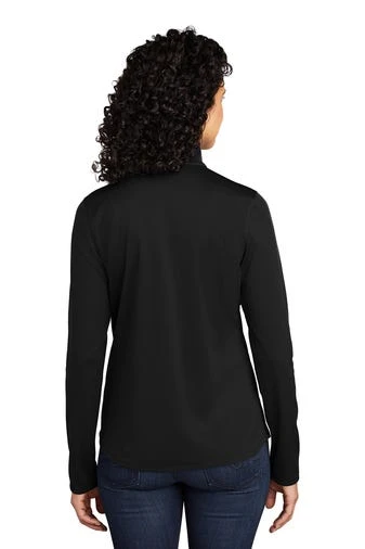 Port Authority Shirts: Women's LK584 BKSG Black Steel Grey Silk Touch Performance 1/4-Zip Shirt - Image 4