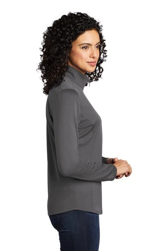 Port Authority Shirts: Women's LK584 SGBK Steel Grey Black Silk Touch Performance 1/4-Zip Shirt - Image 3