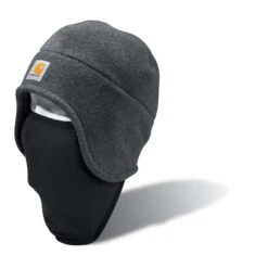 Carhartt Hats: A202 CHH Charcoal Heather Fleece 2-In-1 Headwear