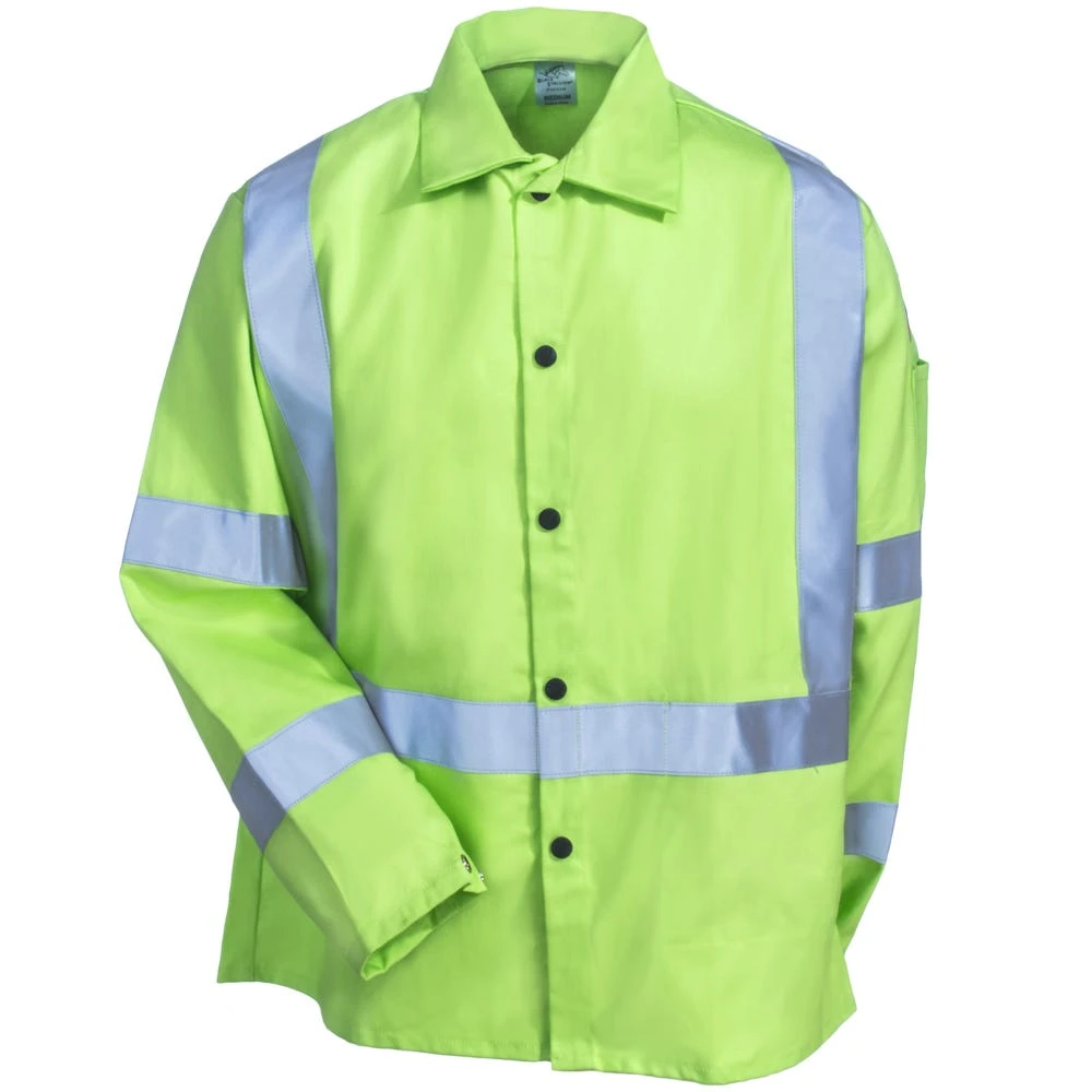 Black Stallion Jackets: Men's JF1012 LM Hi Vis Lime Green FR Welding TruGuard 200 Jacket - Image 3