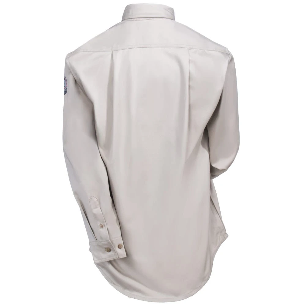 Black Stallion Shirts: Men's WF2110 ST Flame-Resistant TruGuard 300 FR Khaki Long-Sleeve Button-Down Shirt