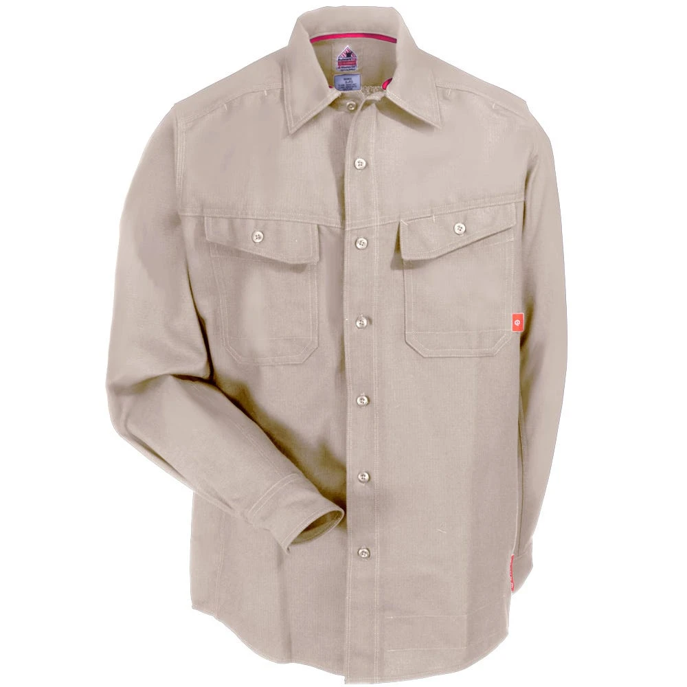 Bulwark Shirts: Men's QS40 KH Khaki FR IQ Endurance Ripstop Long Sleeve Work Shirt - Image 2