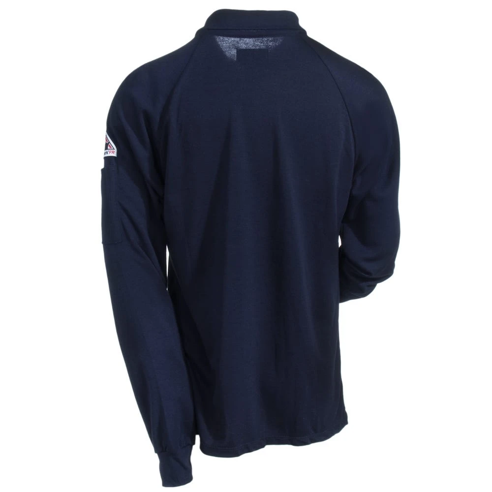 Bulwark Shirts: Men's SMP2 NV Navy Flame-Resistant Long Sleeve Polo Shirt - Image 3