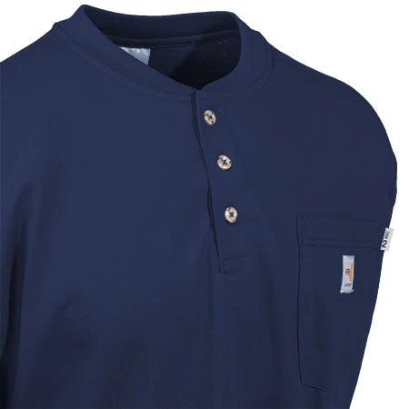 Carhartt Force Shirts: Men's Force Navy Blue 100237 410 Flame Resistant Henley Work Shirt - Image 2