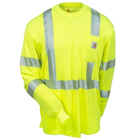 Carhartt Force Shirts: Men's Lime 100496 323 Hi Vis Class 3 Force Long Sleeve Shirt - Image 2
