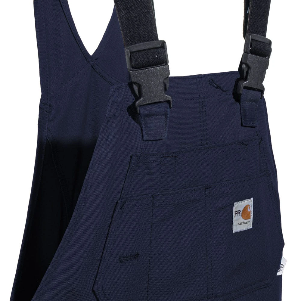 Carhartt Overalls: Men's 101627 410 Navy Blue FR Cotton Duck Bib Overalls - Image 3