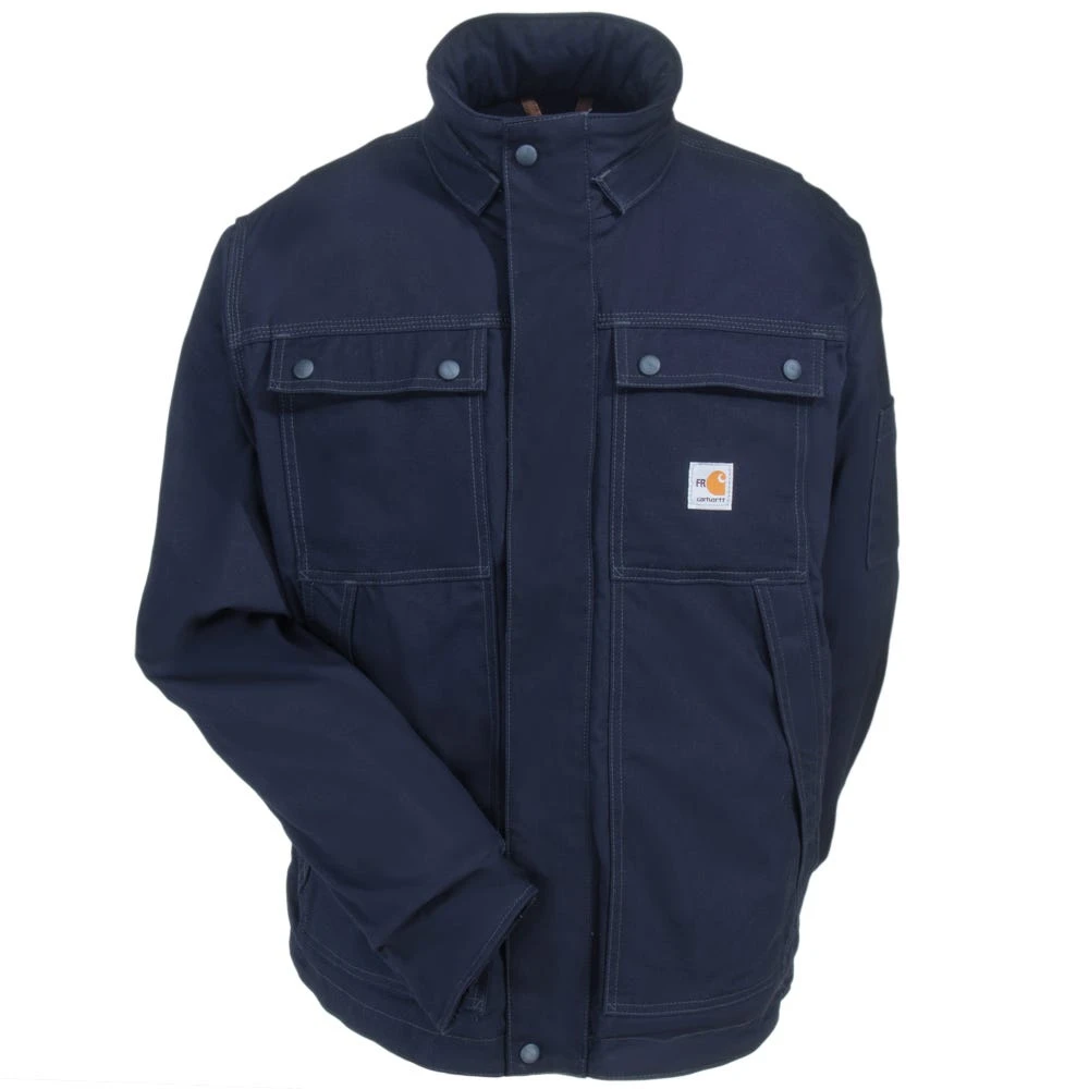 Carhartt Coats: Men's 102182 410 Dark Navy FR Quick Duck Coat - Image 3