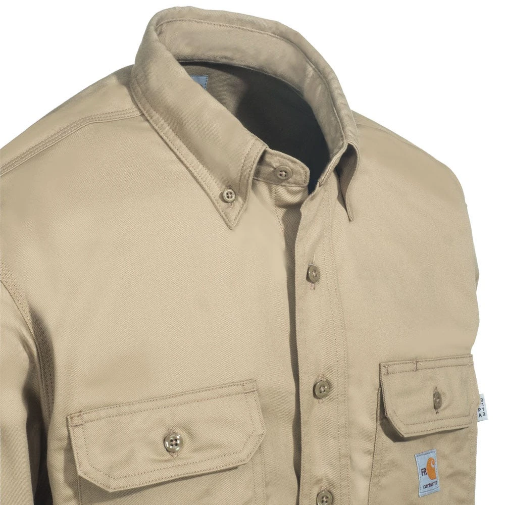 Carhartt Shirts: Men's FR Khaki FRS160 KHI Twill Flame Resistant Shirt - Image 2