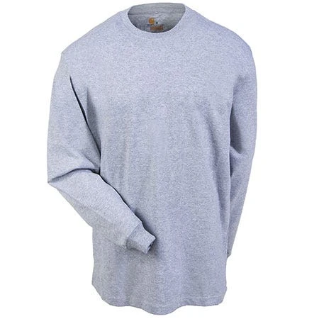 Carhartt Shirts: Men's Heather Grey K231 HGY Logo Long Sleeve Shirt - Image 2