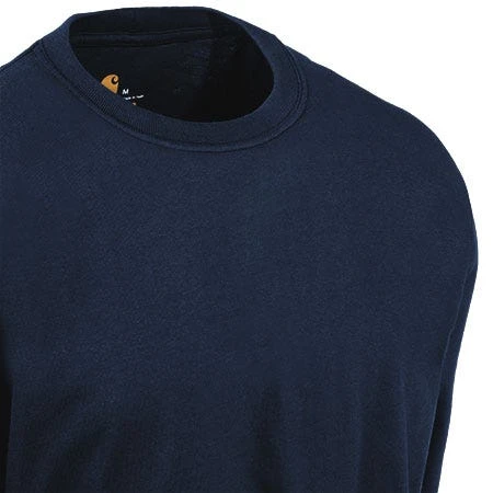 Carhartt Shirts: Men's K231 NVY Navy Blue Cotton Long Sleeve Logo Shirt - Image 2
