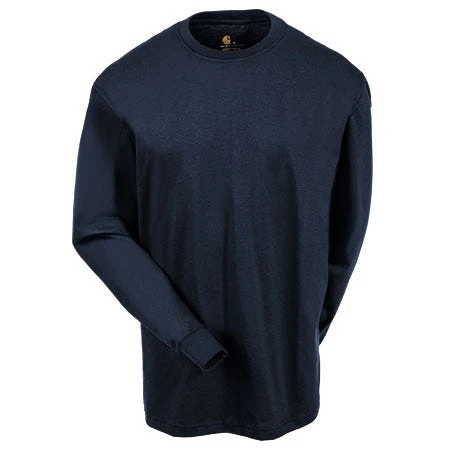 Carhartt Shirts: Men's K231 NVY Navy Blue Cotton Long Sleeve Logo Shirt - Image 3