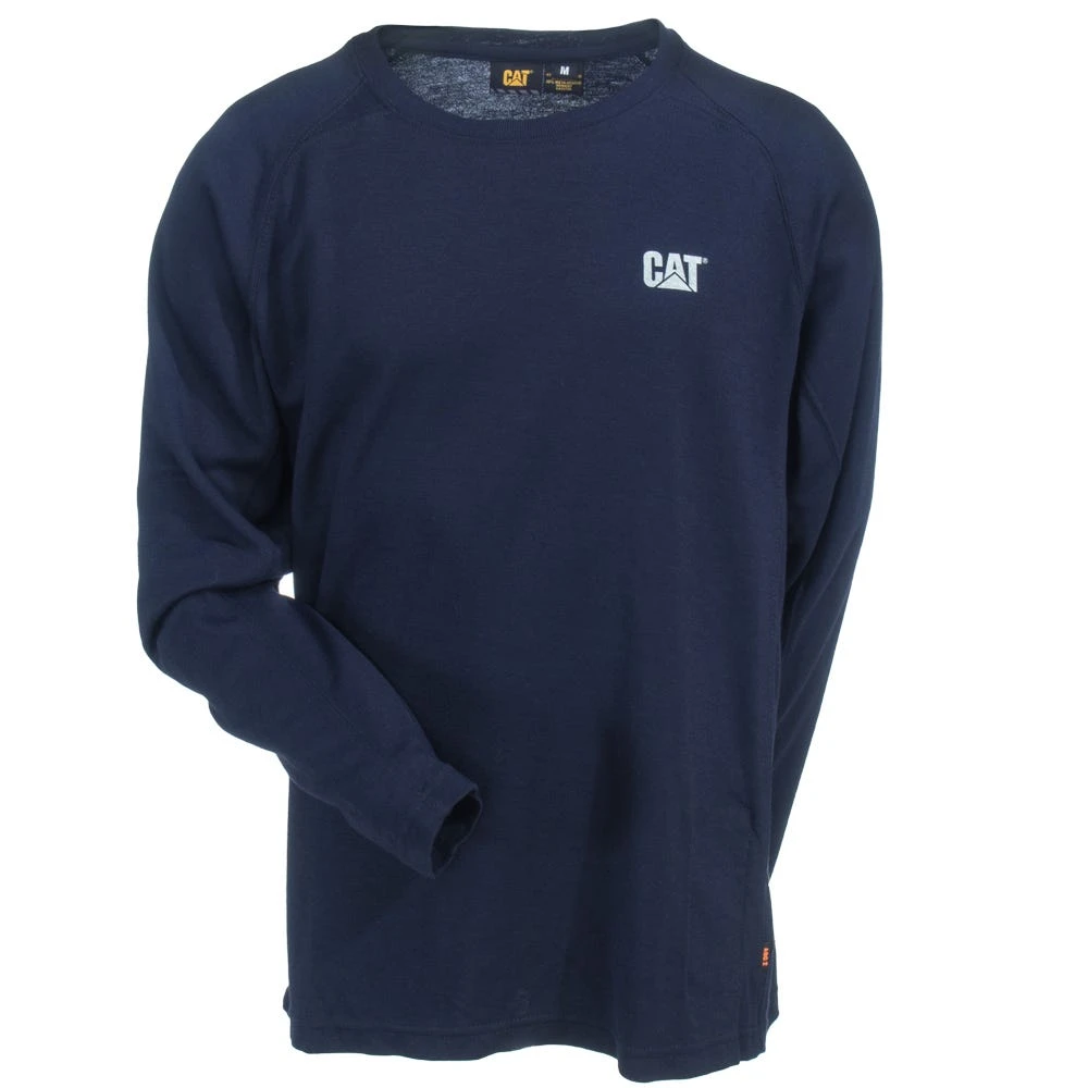 CAT Apparel Shirts: Men's 1630003 57E Navy FR Long-Sleeve Performance Crew Shirt - Image 3