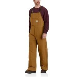Carhartt Overalls: Men's 104393 BRN Brown Loose Fit Firm Duck Insulated Bib Overall