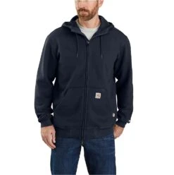 Carhartt Force Sweatshirts: Men's 104982 I26 Navy Flame Resistant Hooded Zip Front Sweatshirt