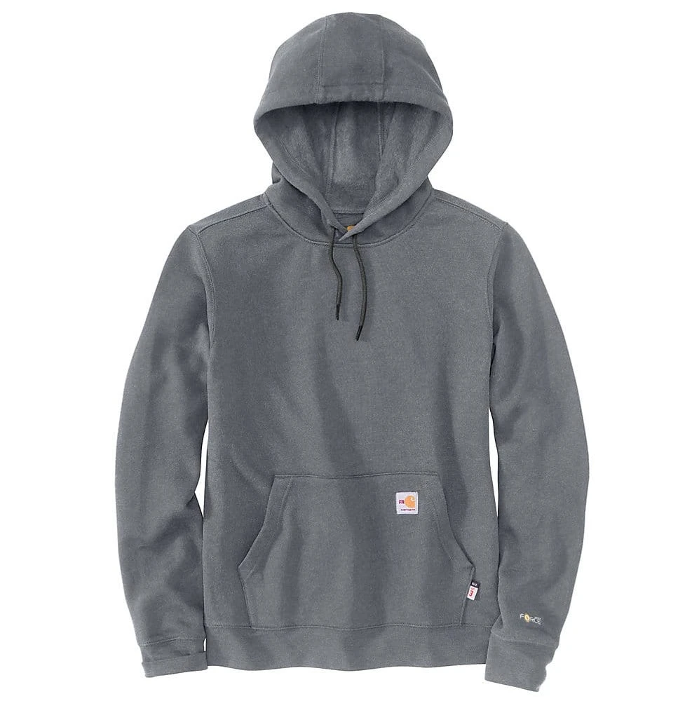Carhartt Force Sweatshirts: Men's 104983 020 Granite Heather Pullover Flame Resistant Hooded Sweatshirt