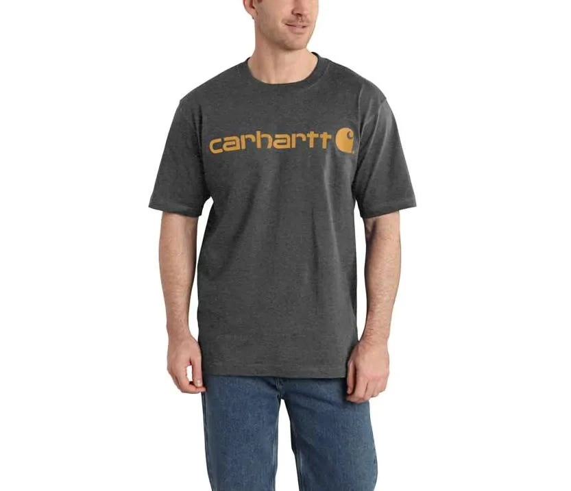 Carhartt Shirts: Men's K195 CRH Carbon Heather Cotton Jersey Logo Tee Shirt
