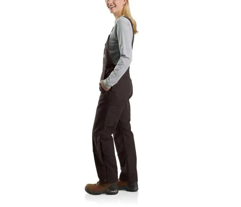Carhartt Overalls: Women's 104049 BLK Black Quilt Lined Duck Bib Overall - Image 2