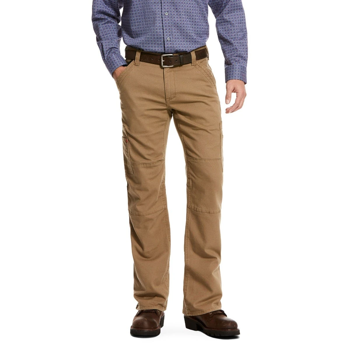 Ariat Work FR: Men's FR 10027705 Field Khaki M5 Slim Stretch DuraLight Canvas Straight Leg Pant - Image 3