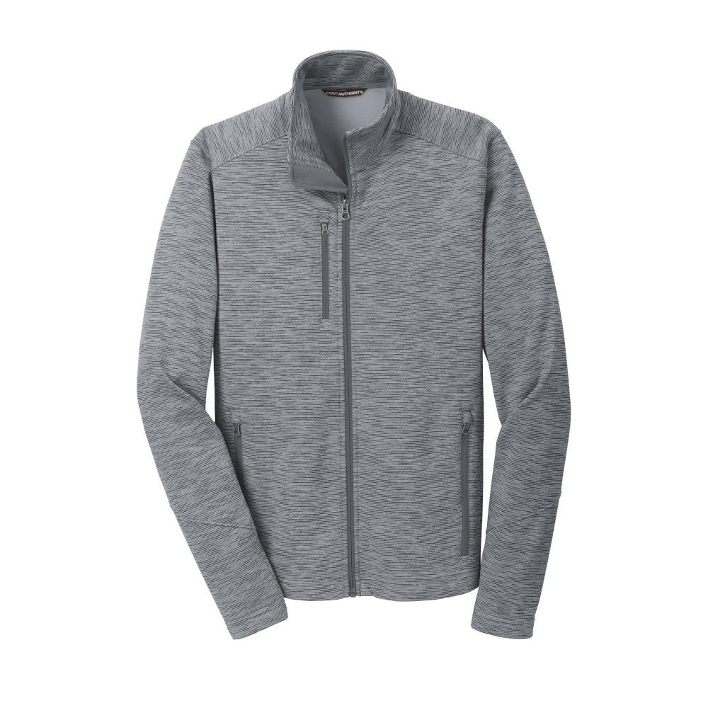 Port Authority Jacket: Men's F231 GRY Grey Digi Stripe Fleece Jacket - Image 7