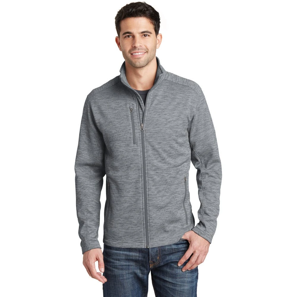 Port Authority Jacket: Men's F231 GRY Grey Digi Stripe Fleece Jacket - Image 3