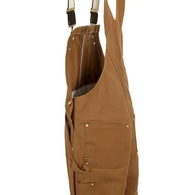 Carhartt Overalls: Men's R41 BRN Brown Cotton Lined Bib Overalls - Image 3