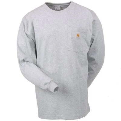 Carhartt Shirts: Men's Grey K126 HGY Long Sleeve Pocket Tee Shirt